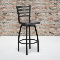 Flash Furniture XU-6F8B-LADSWVL-WALW-GG Metal Restaurant Bar Stool in Black Walnut